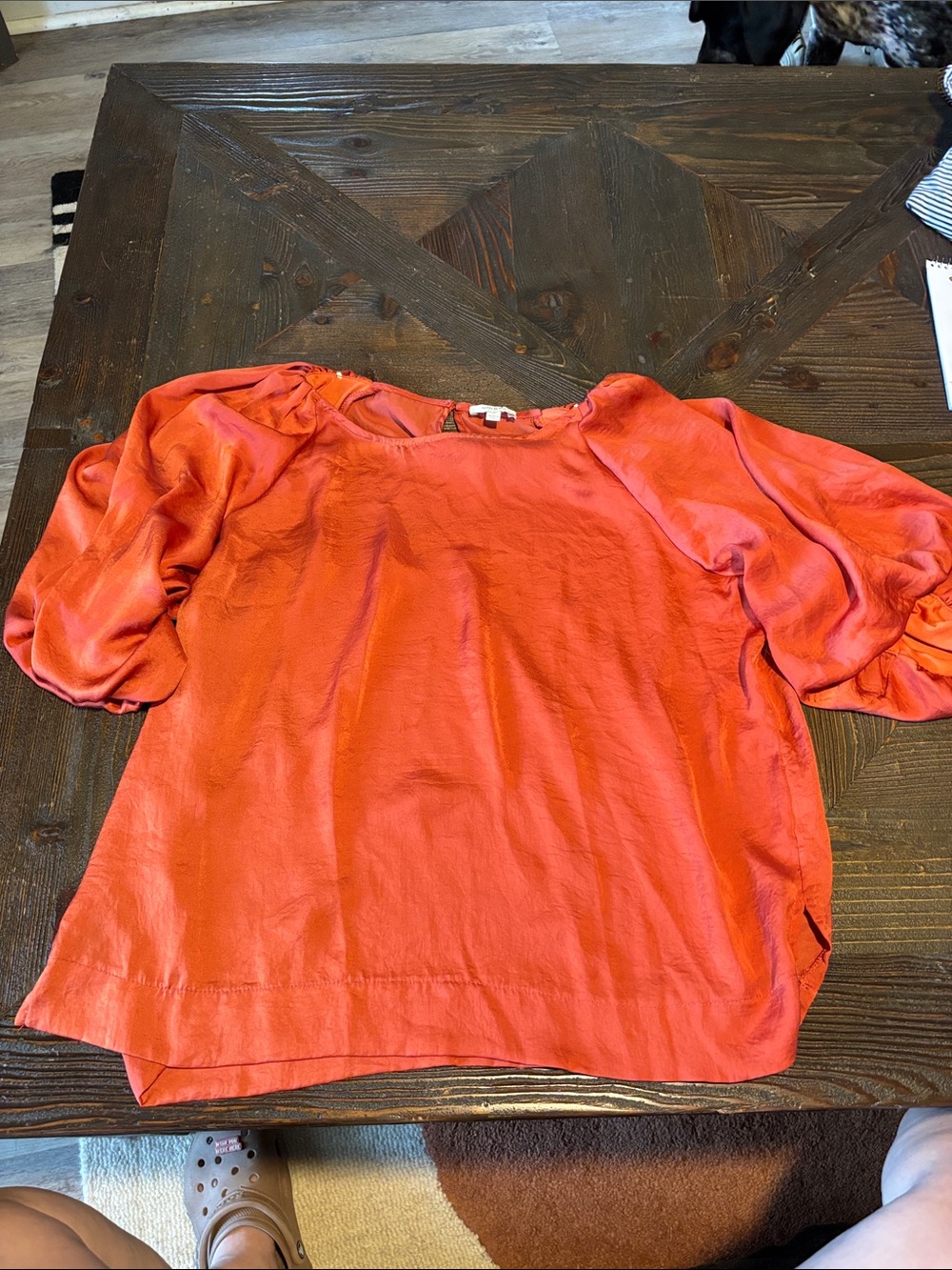 Umgee Orange Puff Sleeve Blouse